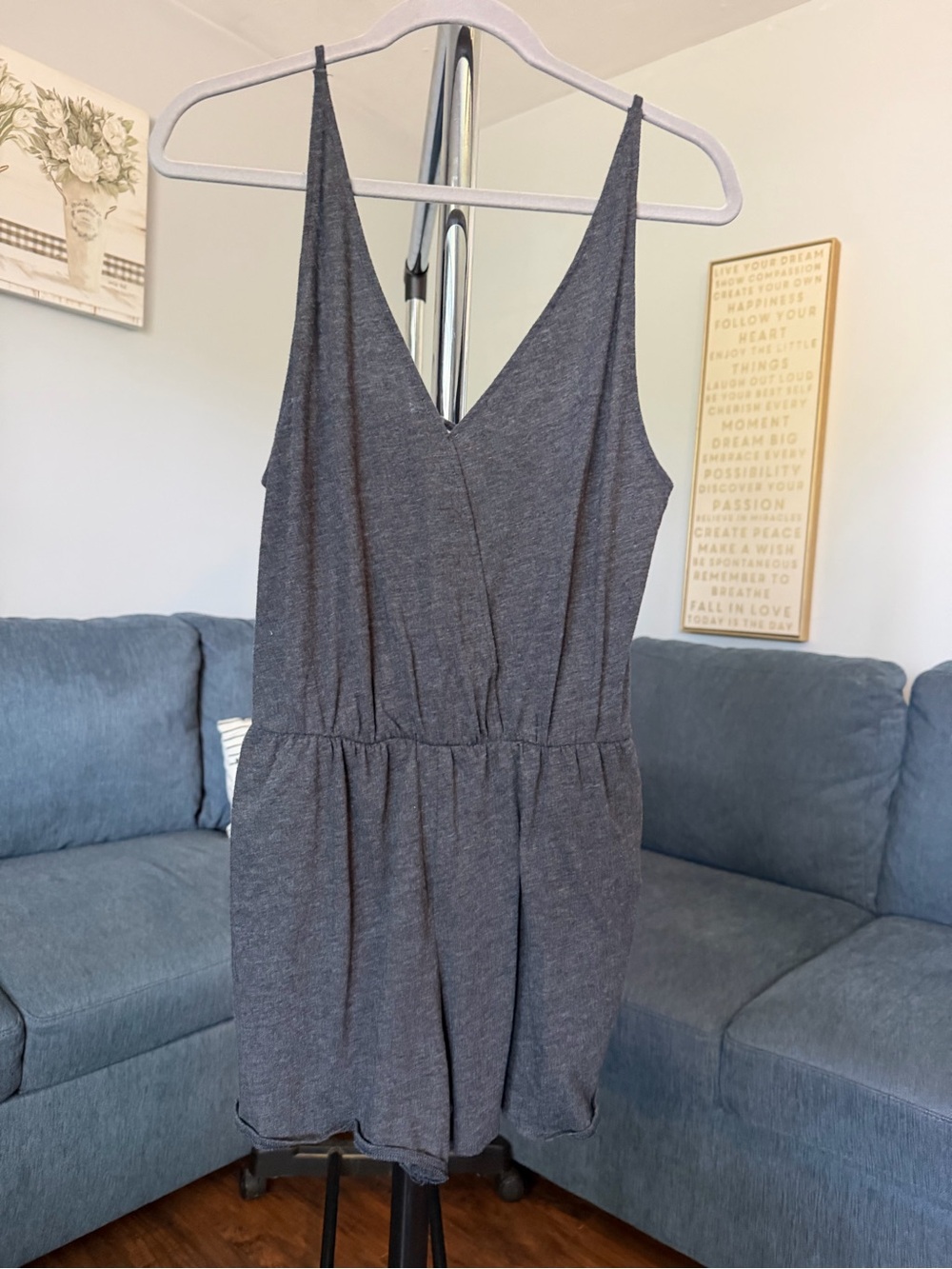 PINK Victoria's Secret Heather Gray V-Neck Sleep Romper